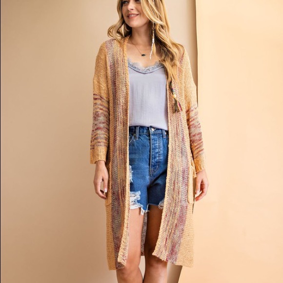 Boho Throw On Cardi in Mustard - Picture 4 of 5